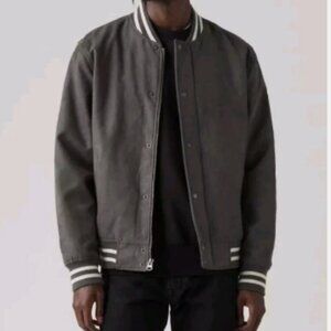 Levi's Red Tab Varsity Grey Ultra Suede Bomber Style Jacket - Men's L